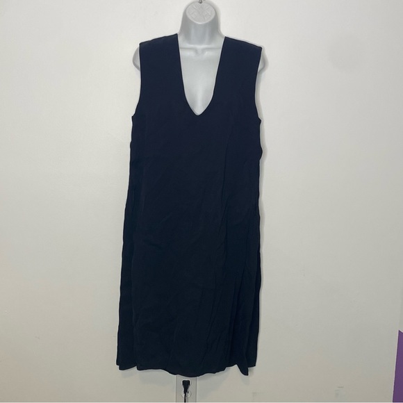 TER ET BANTINE Navy Sleeveless V Neck Viscose Steath Dress Size 46IT 10USA - Picture 2 of 16